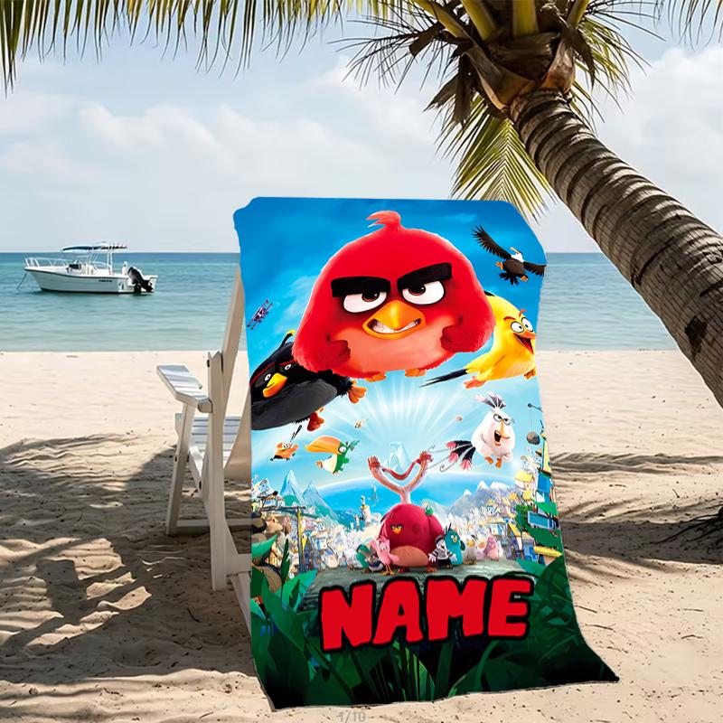 Customizable personalized beach towels Angry Birds game themed designs.Suitable for the beach, yoga, sports;ideal as beach accessories