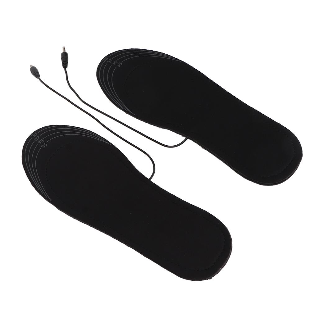1 Pair USB Heated Insoles Breathable Sweat Absorbent Comfortable Electric Heated Foot Warmer Insole for Women Size 35?41