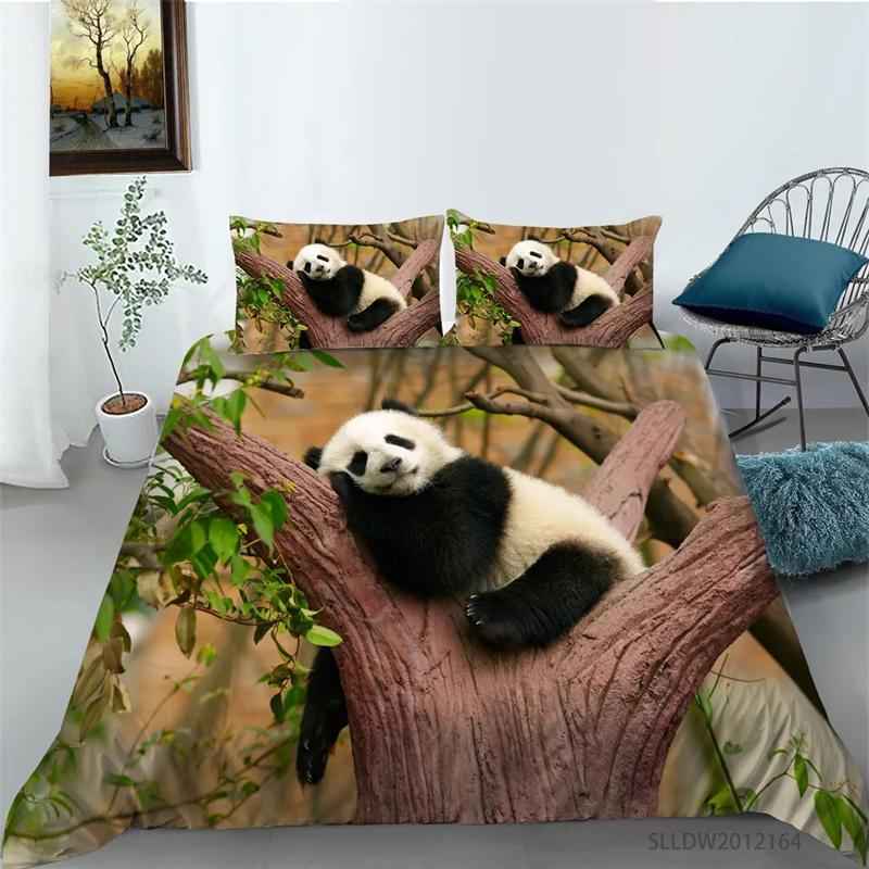 3D Printed Panda Bedding Set,Duvet Cover Comforter Bed Set Quilt Cover Pillowcase,King Queen Twin Size Boys Girls Adults