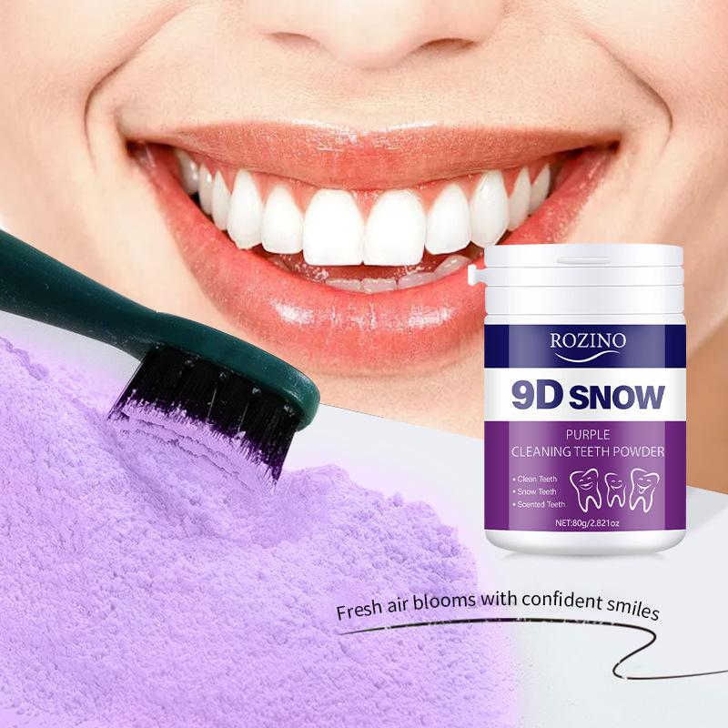 Purple Whitening Tooth Powder for Teeth Cleaning, Removes Yellow Stains & Tartar, Freshens Breath, Natural Herbal Formula, 100g