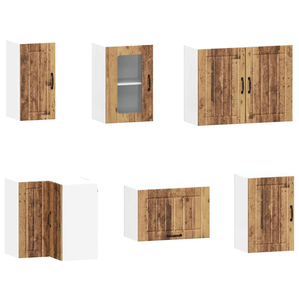 11 Piece Kitchen Cabinet Set Kalmar Vintage Wood Look Particleboard