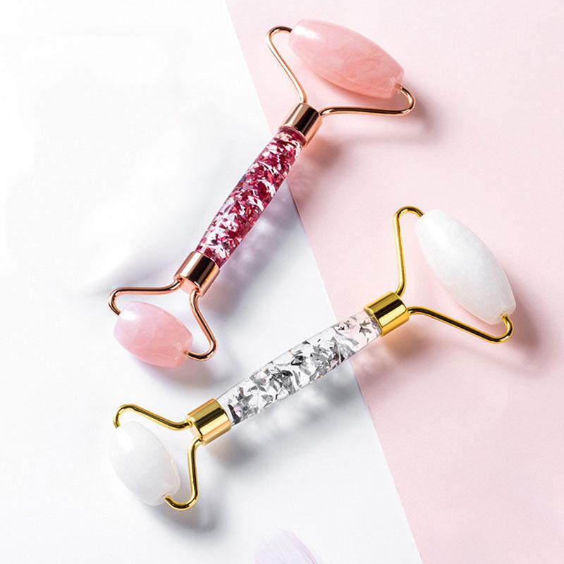 Gouache Stone Acrylic Jade Roller Massager For Face Natural Rose Quartz Face Roller Jade Massager Quartz Facial Massage Tool New