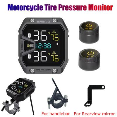 Système de surveillance de la pression des pneus TPMS pour moto avec 2 capteurs Kit d'alarme de pneu intelligent sans fil Accessoires pour moto Universel