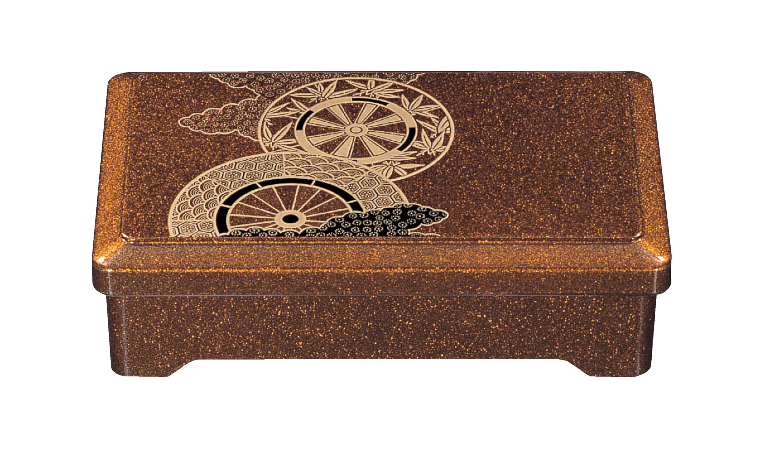 Wakaizumi Kuzuryu Bento Finish with Imperial Carriage Red Interior Lacquerware, Box, Pear-skin Design, (with Divider) 1-389-4