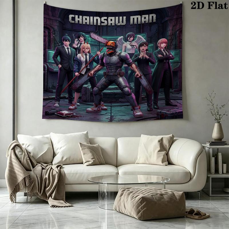 Chainsaw Man Wall Tapestry Aesthetic Wall Hanging Printed Fabric Blanket Decorative Tapestries For Bedroom Living Room Home Decor