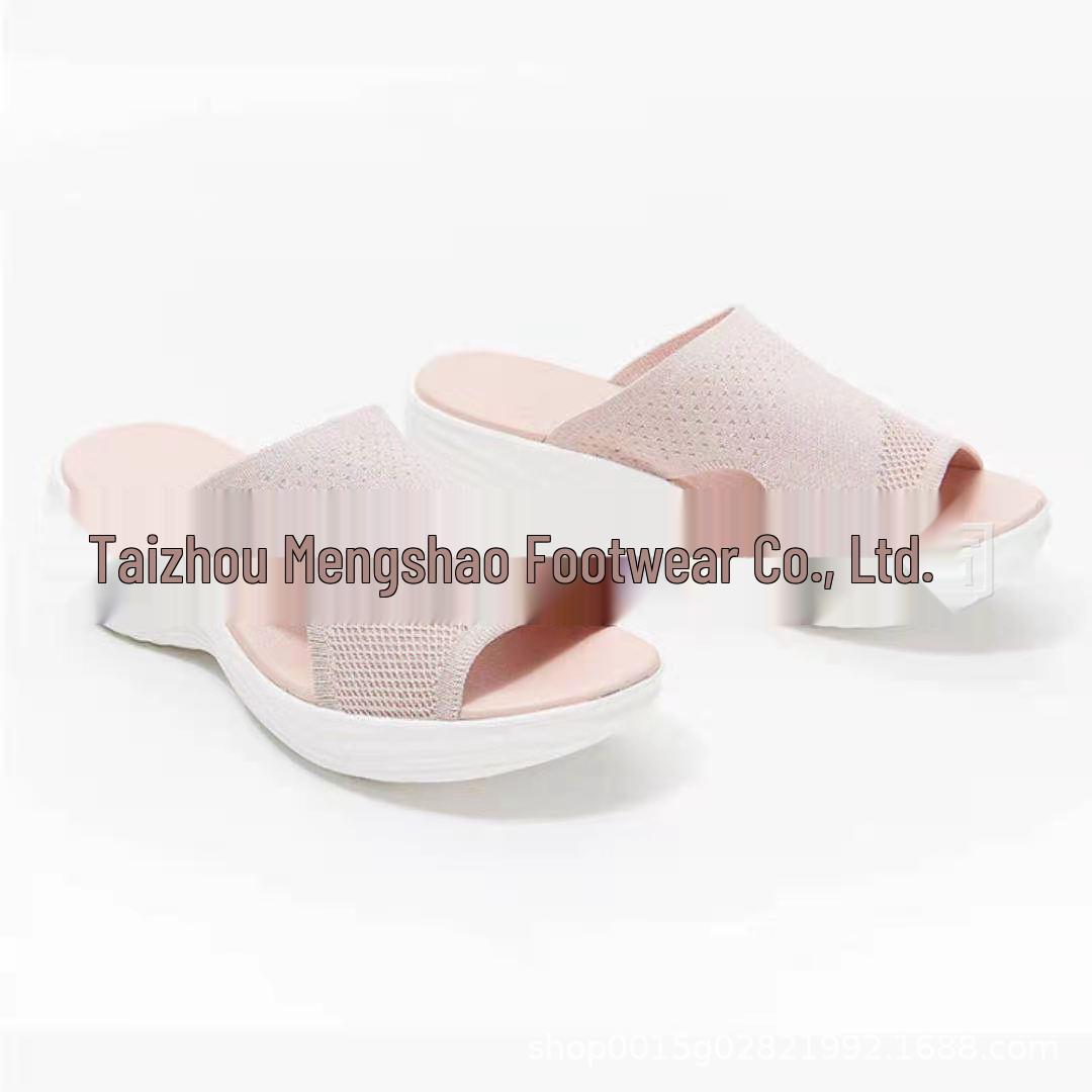 2021 Summer Plus Size Women s Flyknit Wedge Sandals - Breathable, Thick Sole, Solid Color 36