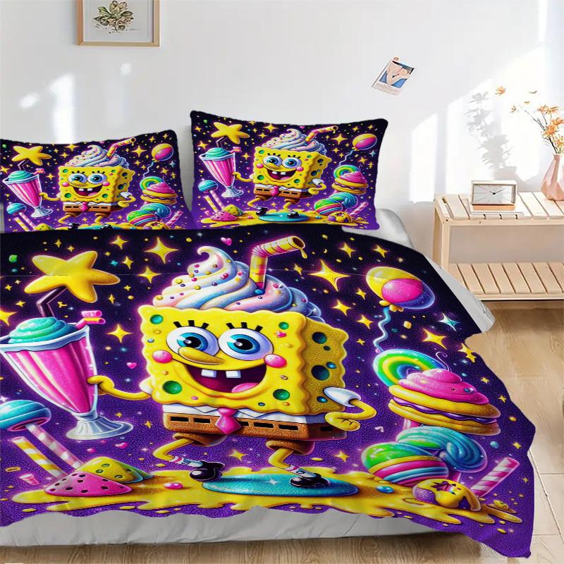 SpongeBob Sweet Fantasy Bedding Set - 3 Piece Comforter Cover Gift for Bedroom,Includes No InsertB109 135x200cm