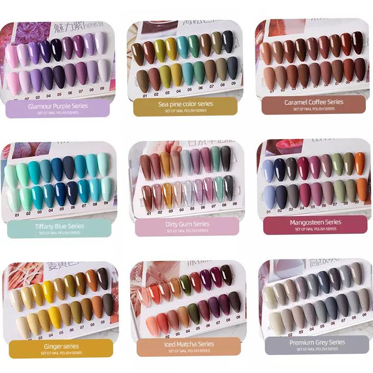 Fall Winter New Colors Soak Off Gel Nail Polish Kit - 9 Colors Nail Art Set for Salon Use Professional Factory Direct