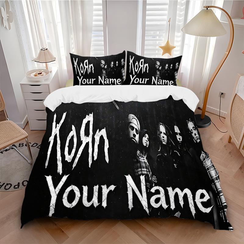 Kon Name Band Druck Bettwäsche Set Personalisiert Waschbar 3tlg Bettbezug Kissenbezüge Weiche Mikrofaser Zuhause Schlafzimmer Geschenk