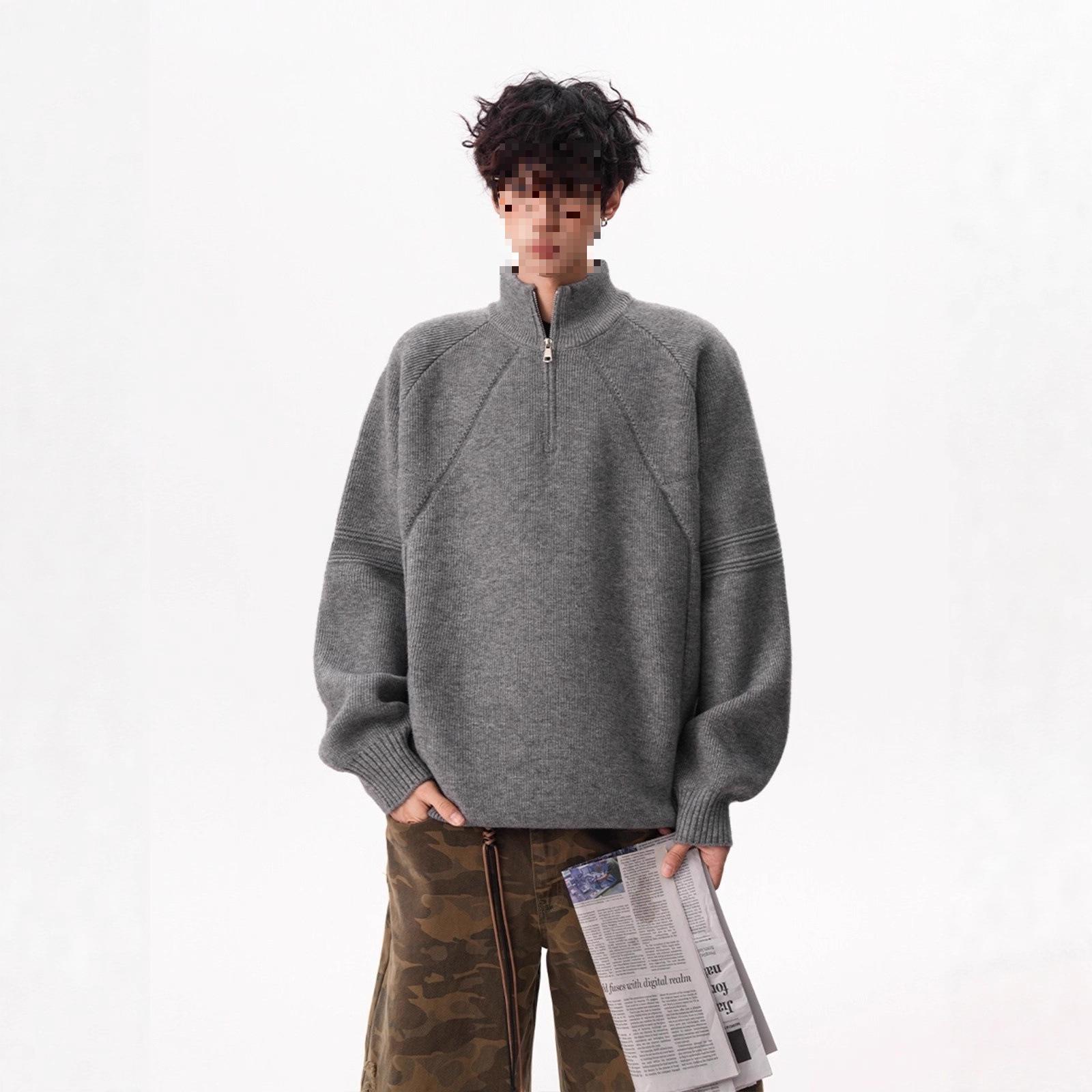 

Unisex Half-Zip Stand Collar Knit Sweater - Autumn/Winter, Casual & Versatile Style L сірий колір