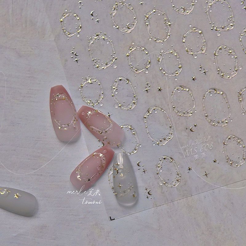 

Bronzing Small Size in Silver Star Moon Circle Nail Art Sticker Tomoni Relief Asterism round Frame Nail Sticker Nail Ornament New Bronzing Star Moon Circle 608((Jelly))