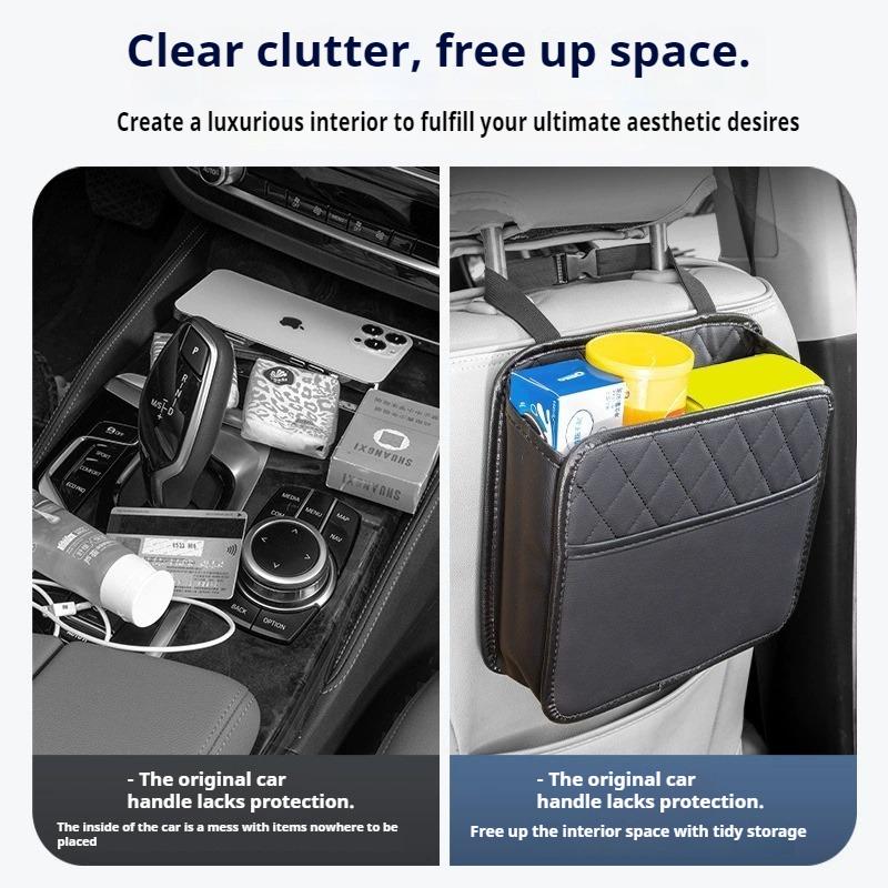 Multi function PU Leather Car Seat Back Storage Bag for Renault Clio Laguna Megane Duster Tissue Cup Holder Garbage Pocket
