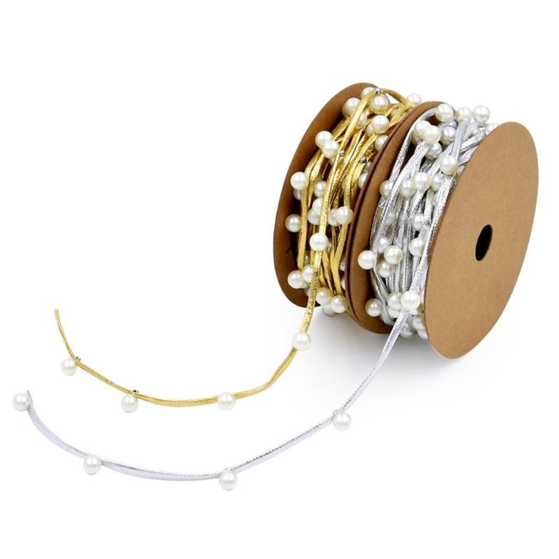 Festive Wrap Rope with Golden/ Silver Beads Christmas Beads Ribbon Perfect for DIY Crafts and Christmas Decorations