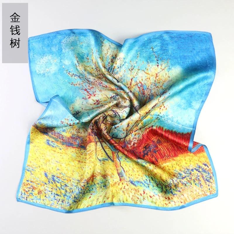 53CM Square Pure Silk Square Scarf 100% Mulberry Silk Decorative Flower Hairband Necktie Small Neckerchief for Women