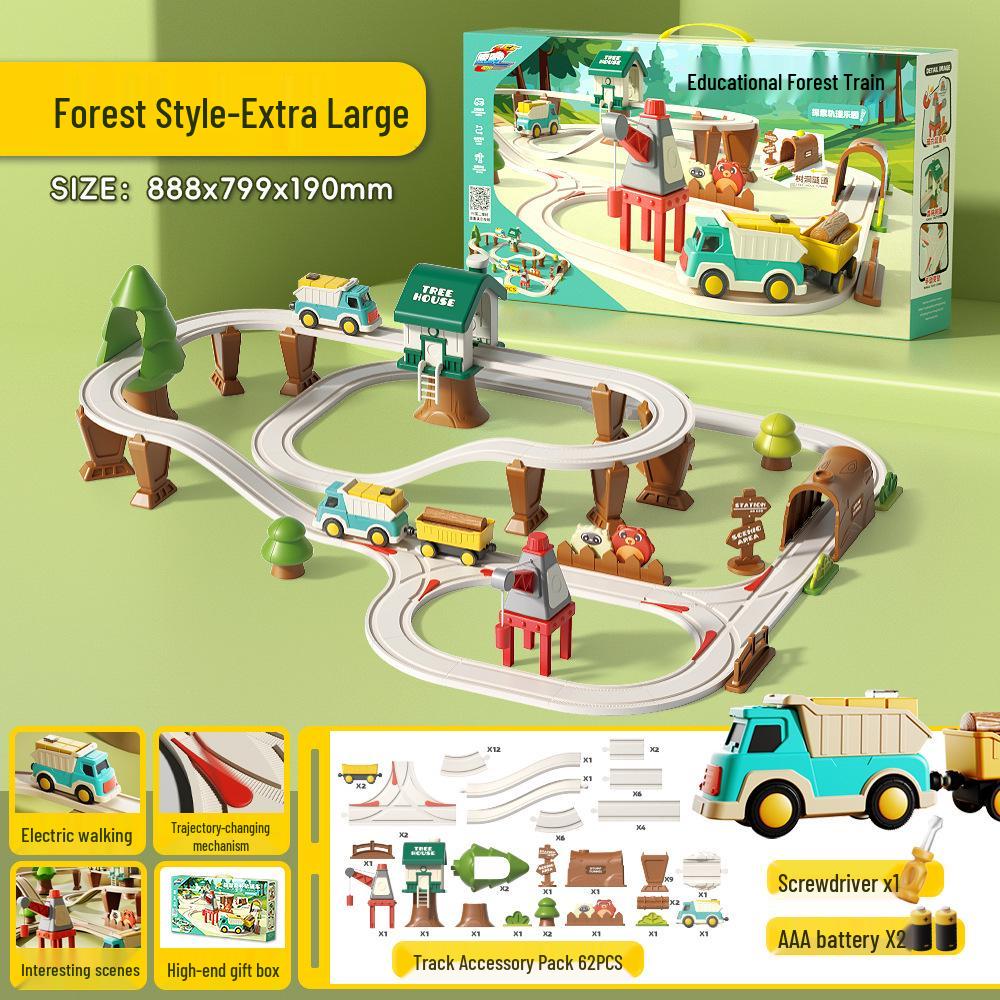 Forest Train Track Adventure Set: Educational Puzzle & Construction Vehicles for Ages 3-6