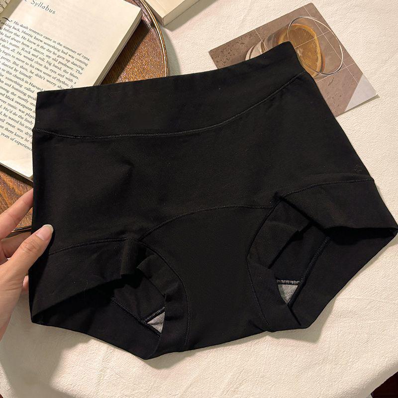 

Женские Весенние и Осенние Хлопковые 7A Антибактериальная Хлопковая Ластовица Без Следов Высокая Талия Удобные Плоский Угол Трусики M чёрный