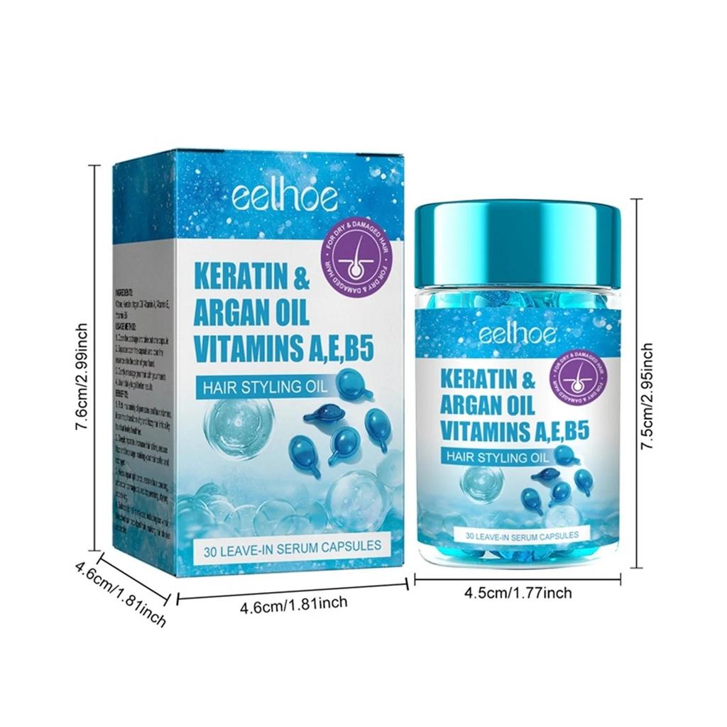 Eelhoe Hair Oil Capsules Split Ends Repair 30 Capsules Blue Deep Nourishment Leave-In Treatment