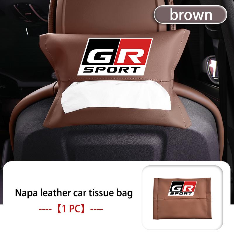 For Toyota Car Tissue Box Leather Seat Back Hanging Tissue Bag Storage Accessories GR Sport Corolla Yaris Aygo Prius RAV4 Crown