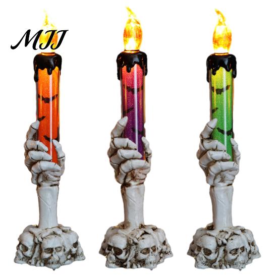 Spooky Party Atmosphere Decor Halloween LED Ghost Candle Light, Hand Lamp Secret Room Scary Tabletop Decor, Horror Light for Haunted House Retro