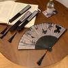 Wooden Handle Hand Fold Fan Chinese Style Classical Dance Fan Decorative Fan  Dance Props