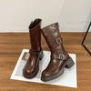 2025 winter new long tube but knee thick-soled knight boots Internet celebrity belt buckle cool women's boots retro Korean version boots