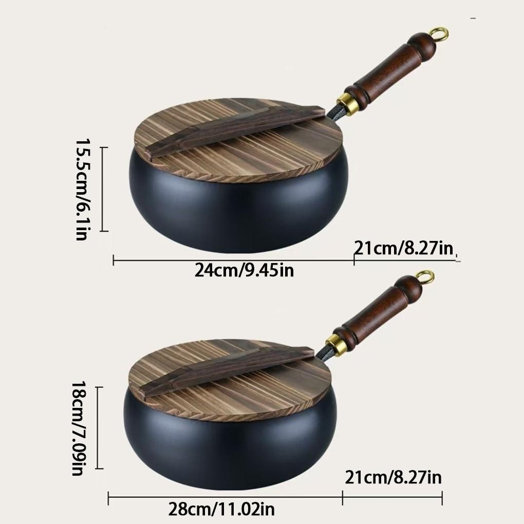 Household Small Flat Bottom Frying Pan Handmade Forging Big Belly Pot Uncoated NON-STICK PANKitchen Gas Stove Universal Pan