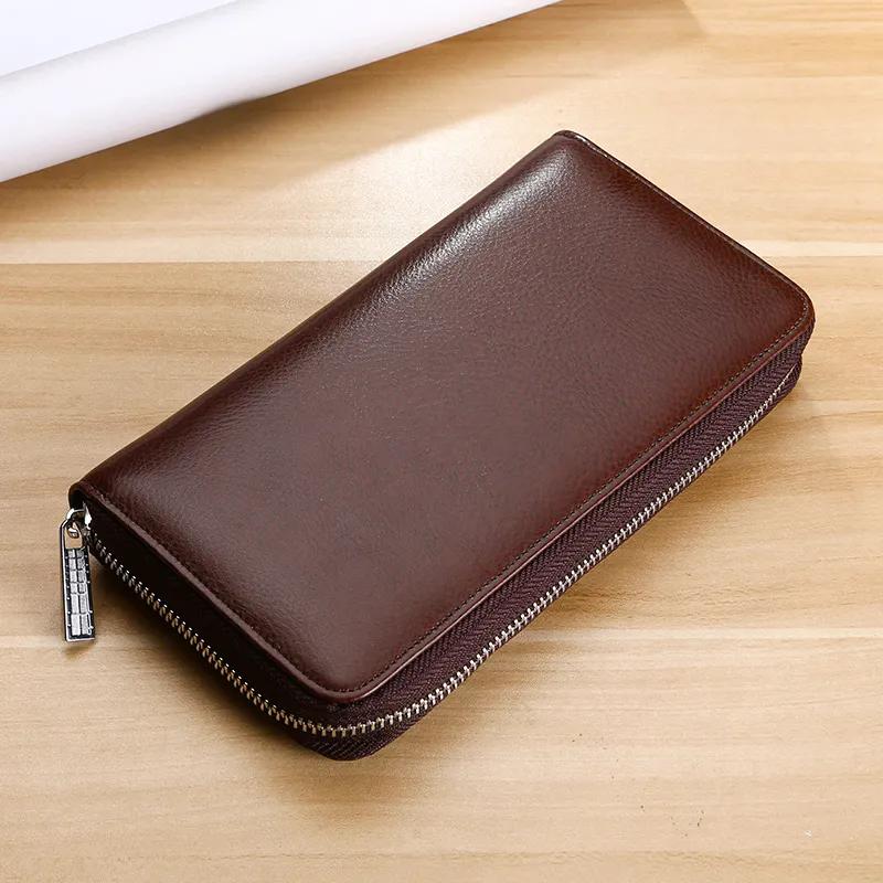 

WTEMPO Shopping кошелек на молнии с несколькими карманами, деловой кошелек, однотонный матовый кошелек, унисекс, длинный классический кошелек из искусственной кожи 20*11*3cm коричневый