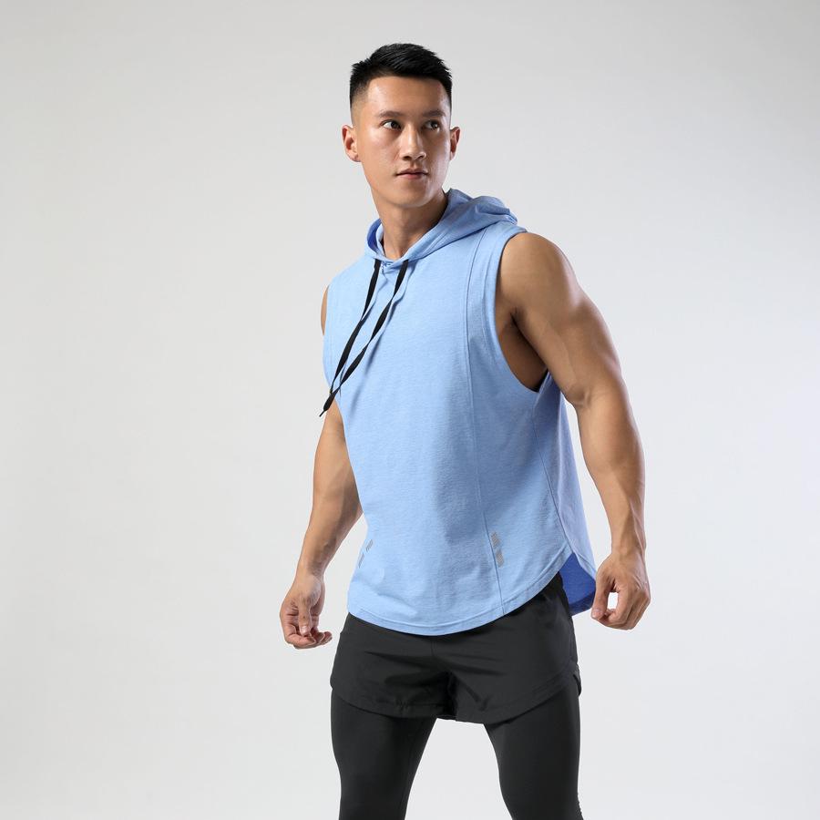 Men's Quick-Dry Hooded Sleeveless T-Shirt for Fitness and Boxing