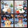 Seasonal Home Beautification Cute Dog Christmas Static Window Stickers, Waterproof PVC Holiday Decals for Reusable Puppy Clings Store Glass, Removable
