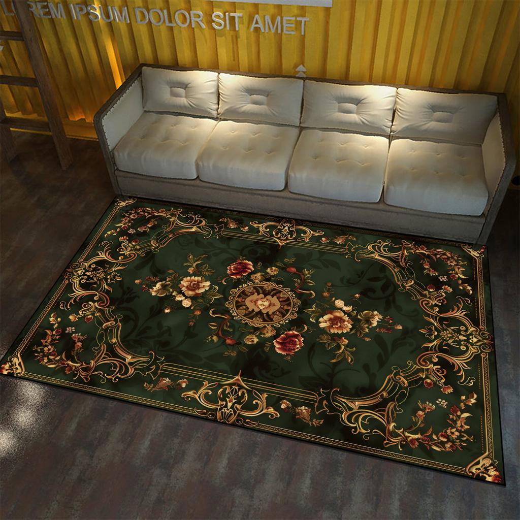 European Style Large Area Carpet for Living Room Flower Pattern Decoration Home Floor Rugs Non-slip Porch Entry Doormat Washable