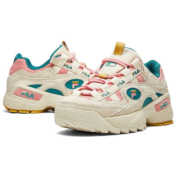 Fila D-Formation Retro Training Fabric Low-Top Marathon Running Shoes Women Sneaker White Green Pink F52W011402FAF