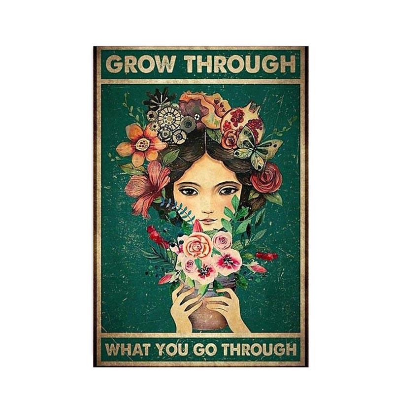 

Винтажная художественная картина с цветочной девушкой на холсте, модный слоган, постеры для парикмахерской и принты, настенная художественная картина для гостиной, домашний декор 30x40cm No Framed
