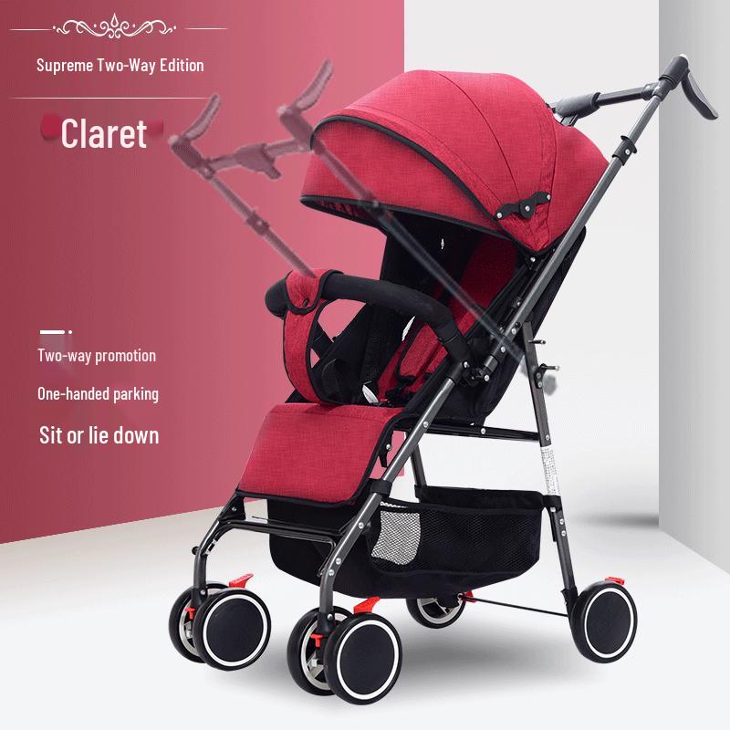 Lightweight Two-Way Foldable Baby Stroller, Sit & Lie, Shock-Absorbing, Umbrella Design for Ages 0-3.