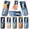 Folding Ring Holder Card Solt Carbon Fibre Wallet Case For Samsung Galaxy Z Flip 6 5 4 3 5G Flip6 flip5 Stand Vertical Bag Cover