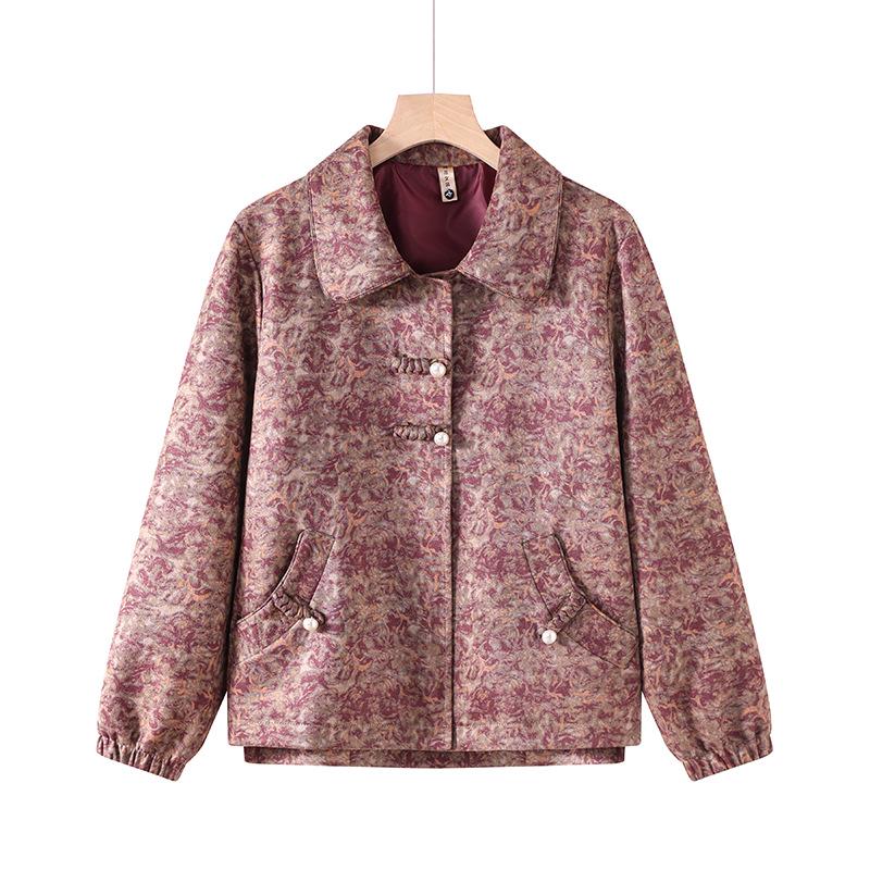 Mom's Spring Floral Cardigan: Stylish, Age-Reducing Lapel Jacket for Middle-Aged & Elderly Women - Casual Fashion Top for Spring & Autumn
