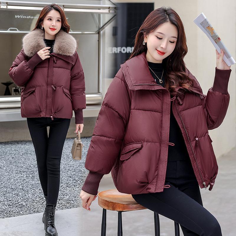 Short Down Cotton Clothes Women's Winter New Fashion Loose Maillard Big Fur Collar Thickened Warm Jacket