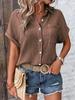 European American Women's Cotton Shirt - 2026 Summer Collection: Solid Color Casual Button-Up