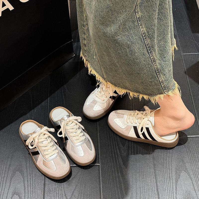 2026 German Training Baotou Half Slippers Women's Summer Wear Retro Forrest Gump Platform Without Heel and Lazy Shoes