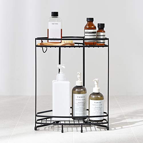 [Online Exclusive] BLKP. Pearl Metal 2-Tier Corner Stand for Bathroom Storage, Limited Edition, Black, BLKP, AZ-5077