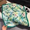 70x70cm Lightweight Cotton Silk Square Scarf With Boho Floral Print Breathable Neck Wrap Women