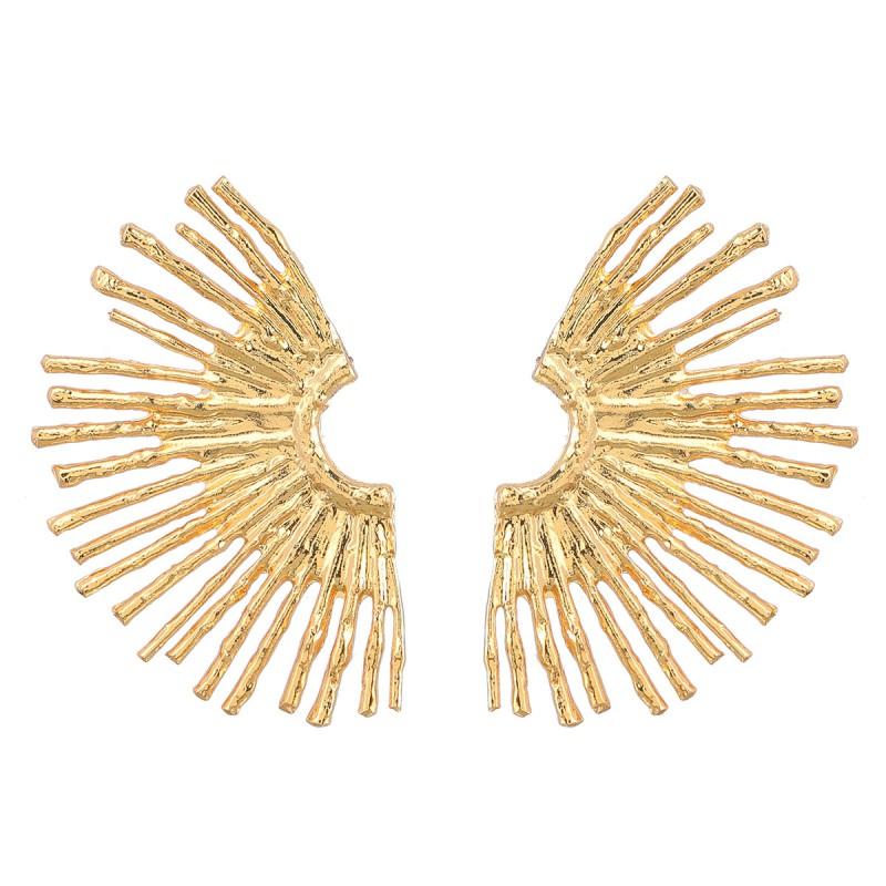 Bold Alloy Half Floral Earrings Women Gold Statement Party Jewelry Vintage Chic Ins Style Gold