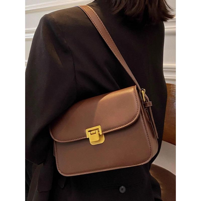 New high-end trend autumn simple retro fashion shoulder women's bag texture crossbody versatile small square bag