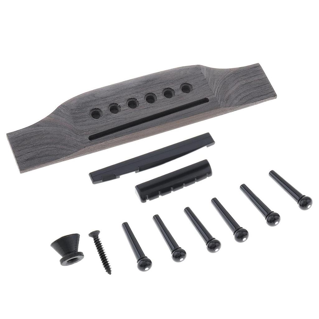 1 Set Acoustic Guitar Bridge + Bridge Pins Saddle Nut Guitar Parts for 40 41 Inch Folk Guitar