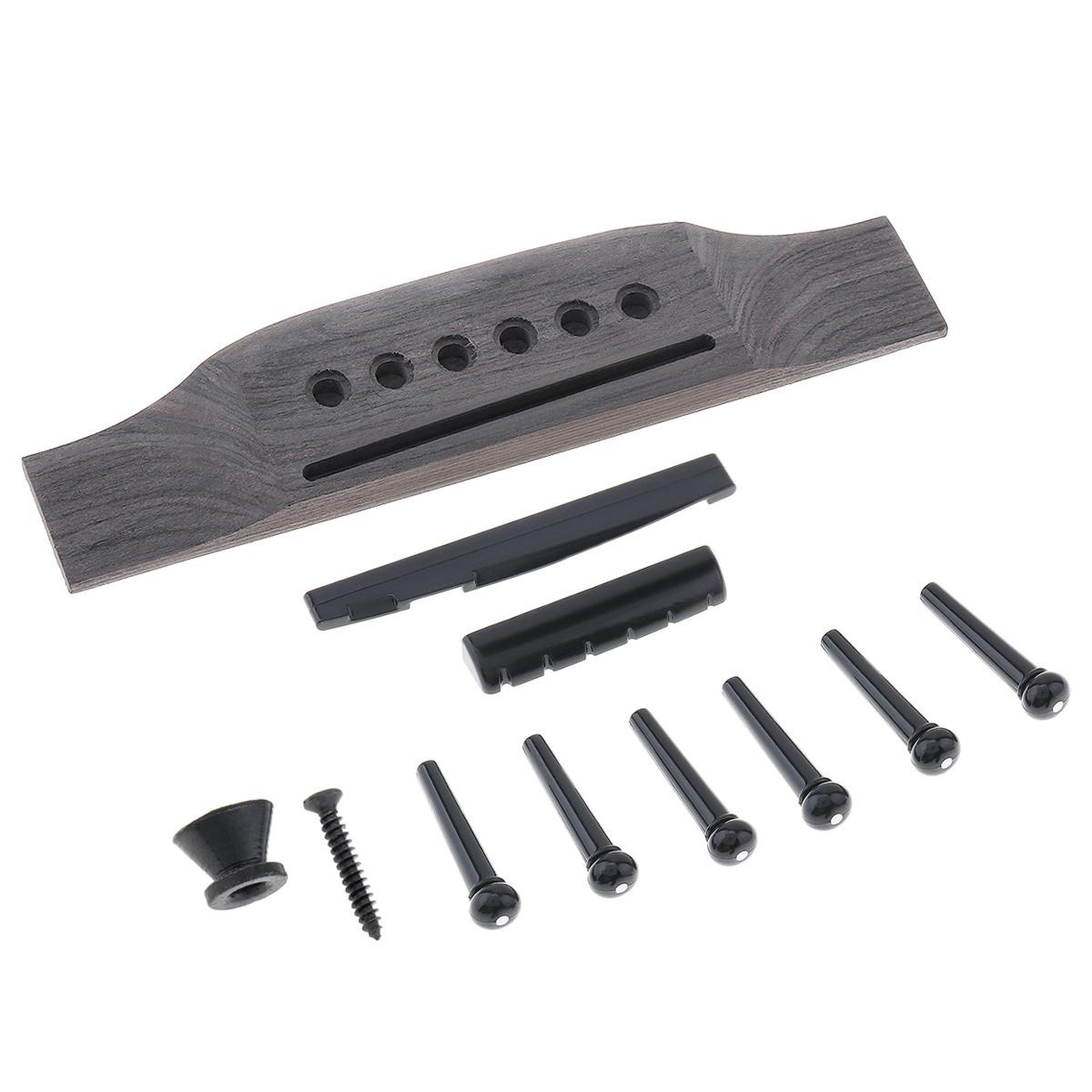 

1 комплект акустичної гітари Bridge + Bridge Pins Saddle Nut Parts для гітари 40 41 Inch Folk With Bridge Pad чорний