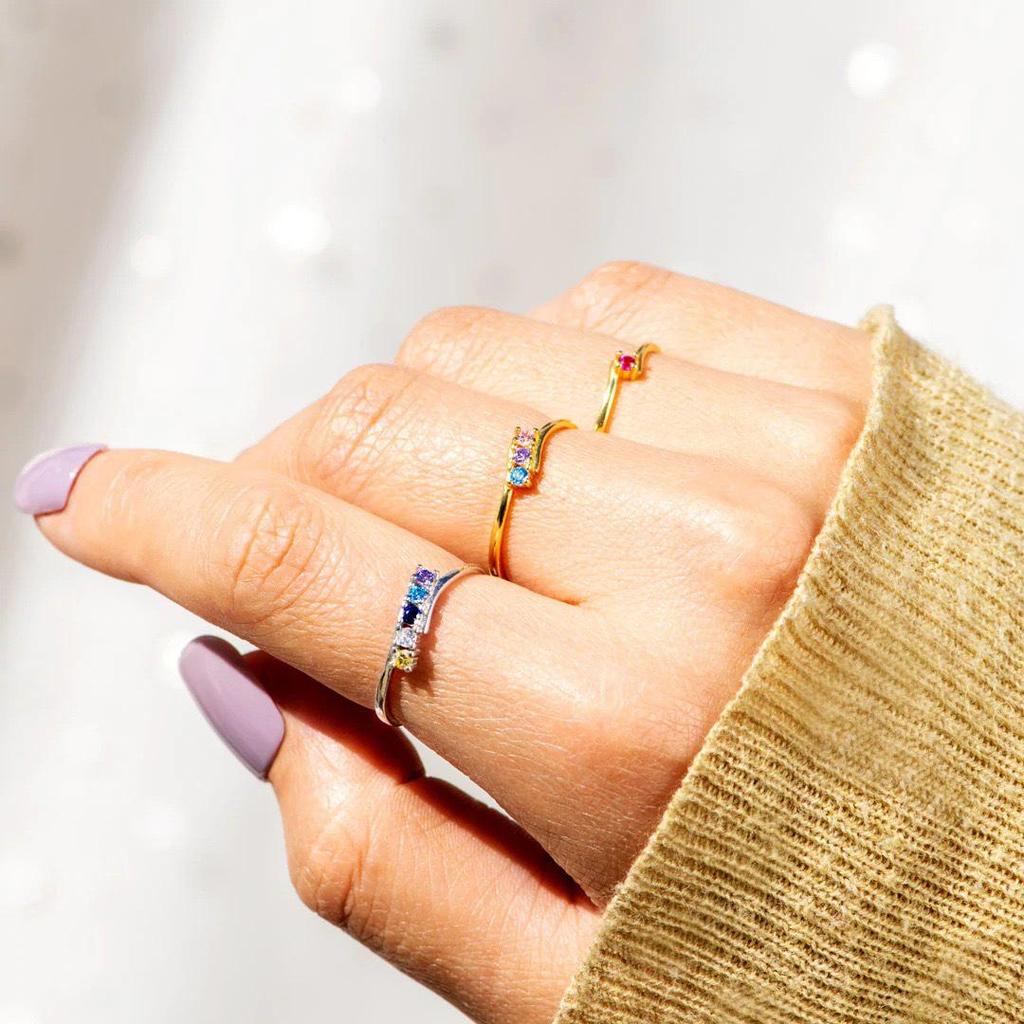 Pierścionek ze srebra próby S925 z diamentem kamieniem urodzinowym - Europejski i amerykański styl moda transgraniczna dla kobiet