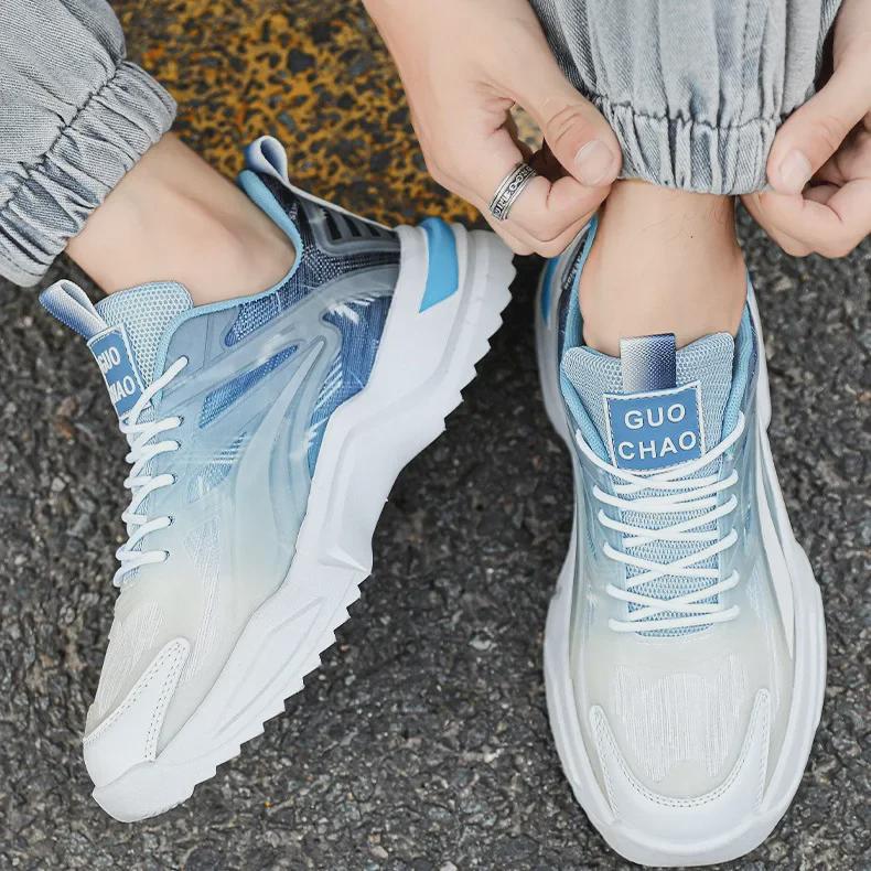 2024 Spring Men's Thick-Soled Trendy Casual Dad Shoes - Versatile, Breathable, and Ideal for Running and Sports.