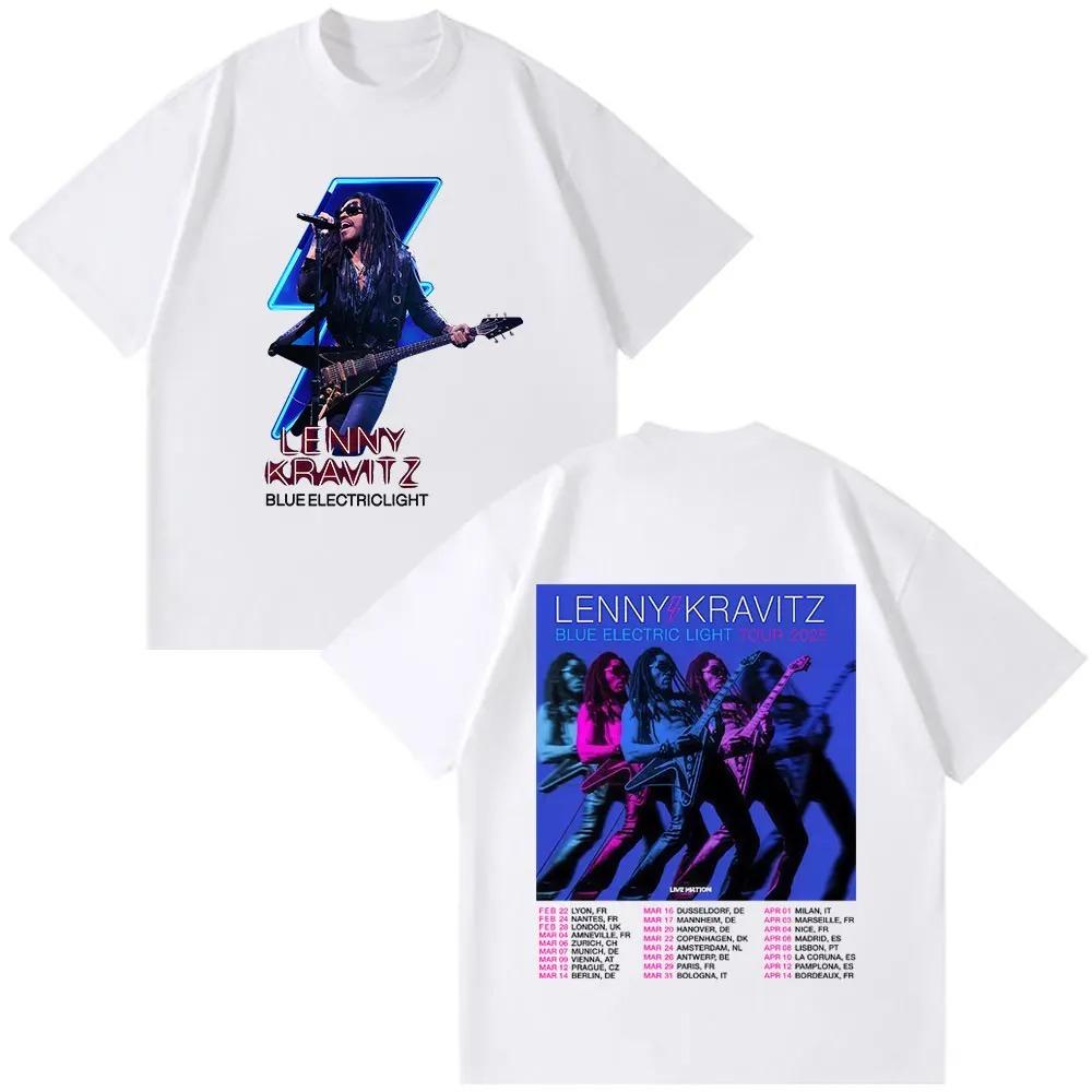 Bestselling Lenny Kravitz Blue Electric Light Tour Poster TShirt Unisex 100 Cotton Loose New Summer Street Fashion Top Tshirt