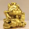 Brass Waving Lucky Ornament Car Decoration Cute Gift Opening Cashier Desk Smiling Face Yuanbao Fortune Cat