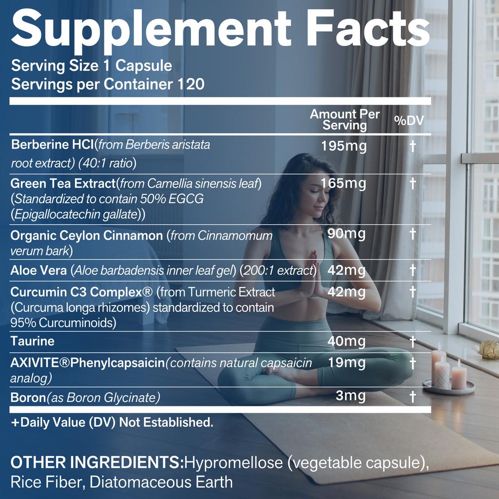 Natural GLP-1 Supplement, All-natural, Contains Berberine and Green Tea Extract, Promotes Healthy Metabolism, and Is Easily Absorbed.