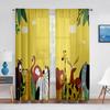 Bedchamber Kitchen Drape Cartoon Zoo Animals Set Jungle Child Windowpane Drapes Drapes for Livingroom Space Decorative Items